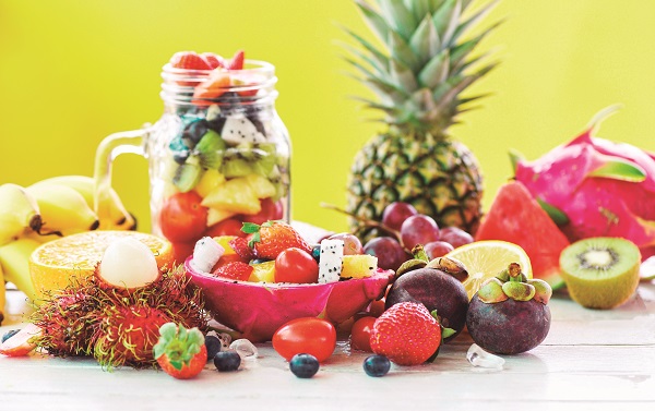 Fruit Salad Bowl Fresh Summer Fruits And Vegetables Healthy Orga