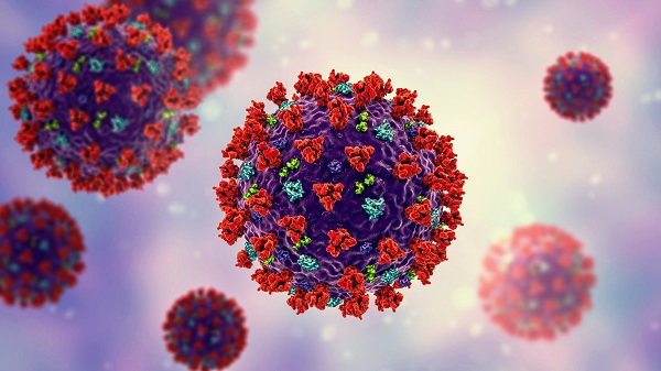 Coronavirus particles, illustration